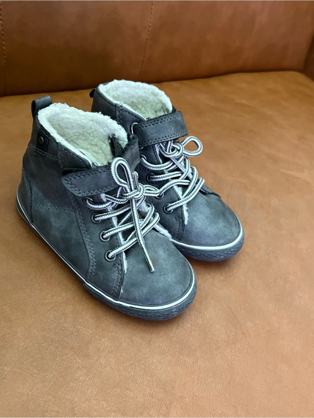 Koala Kids Toddler Boys Sz 8 Gray Warm High-top Boots faux-shearling lining